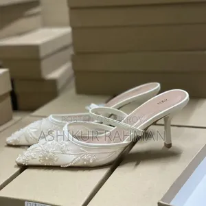 Zara Embroidered Mesh Slingback Flat Shoes