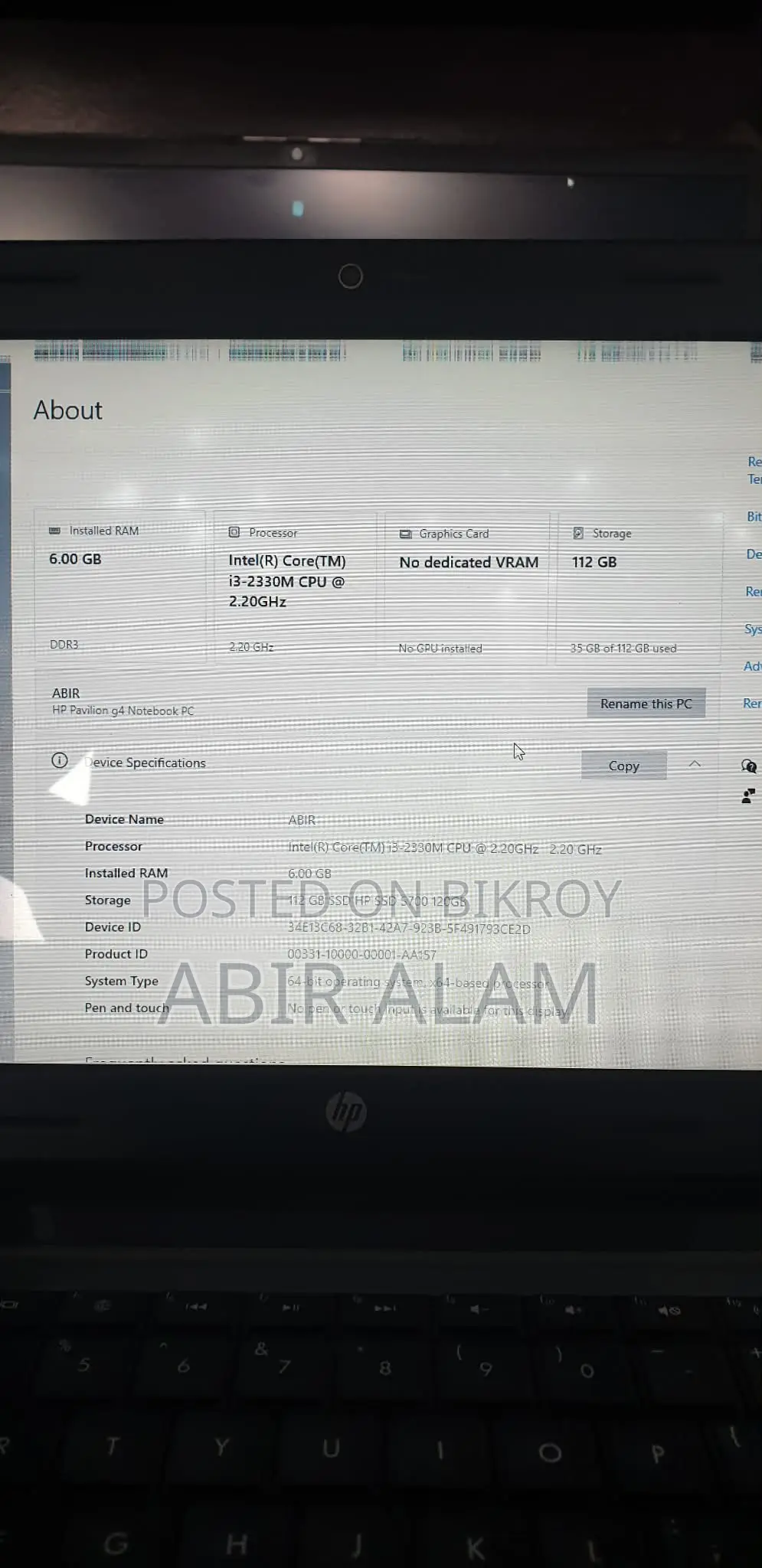 Laptop HP Pavilion G4 6GB Intel Core i3 SSD 128GB