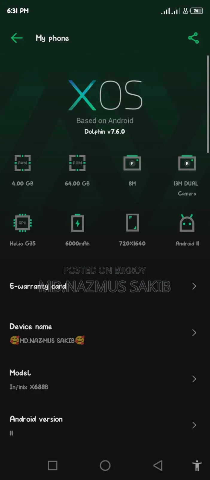 Infinix Hot 10 Play 64 GB Blue