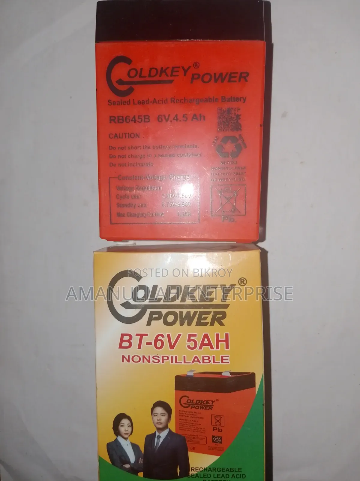 GOLDKEY POWER 6V 4.5Ah Rechargeable Sealed Lead-Acid Battery.