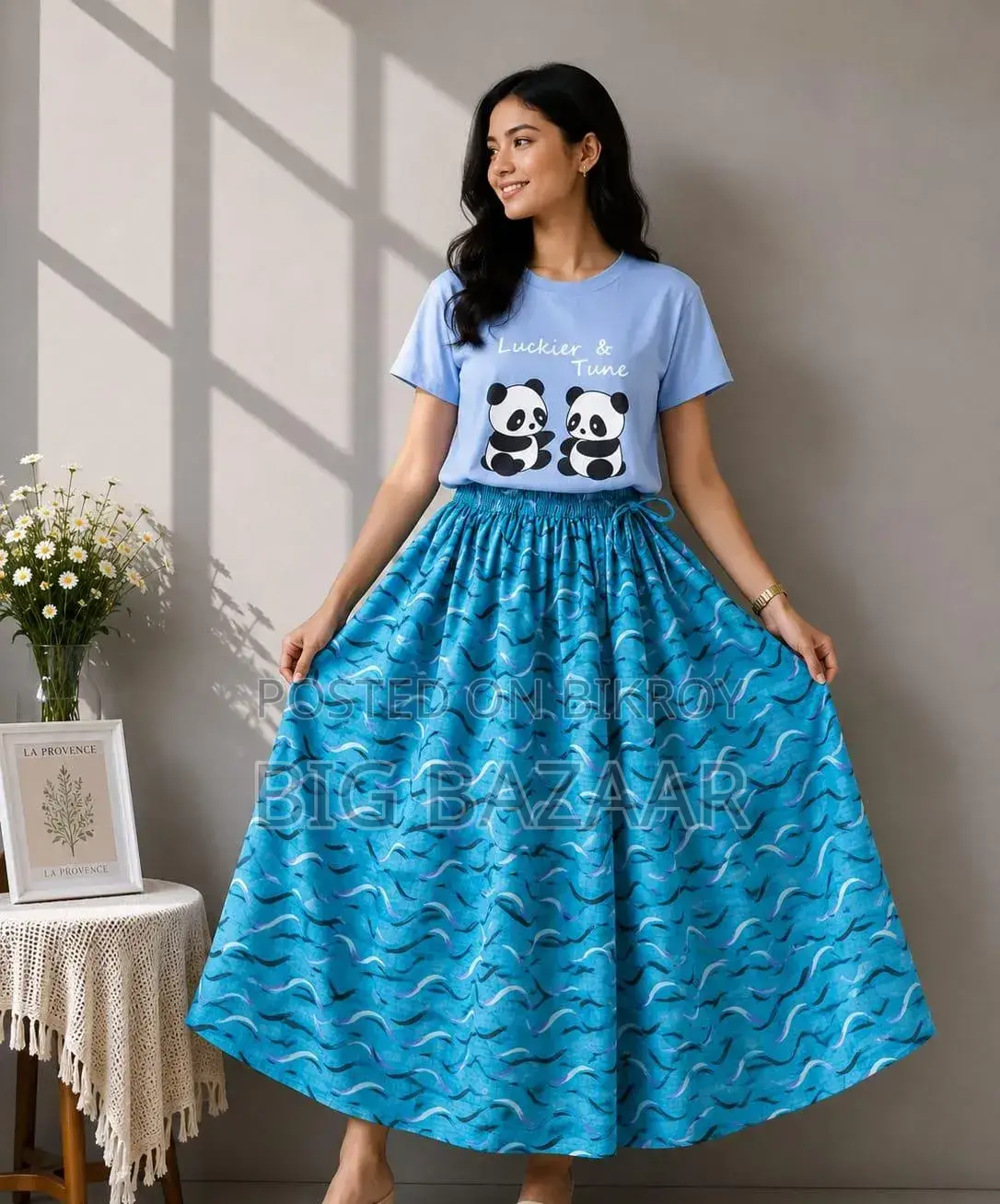 Girls Linen Skirt and Tshirt Set