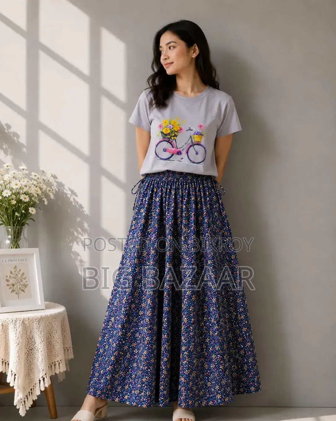 Girls Linen Skirt and Tshirt Set
