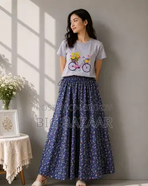 Girls Linen Skirt and Tshirt Set