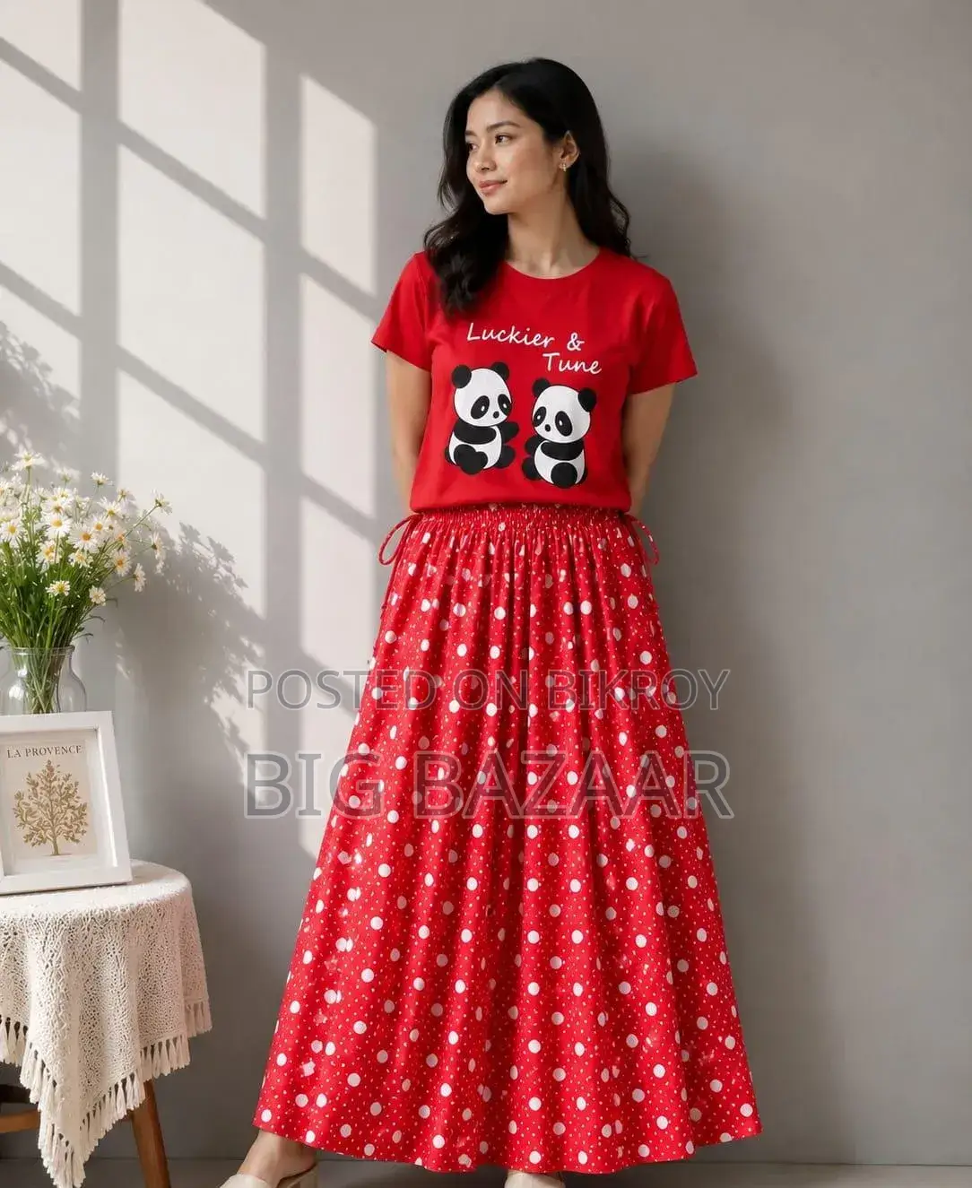 Girls Linen Skirt and Tshirt Set