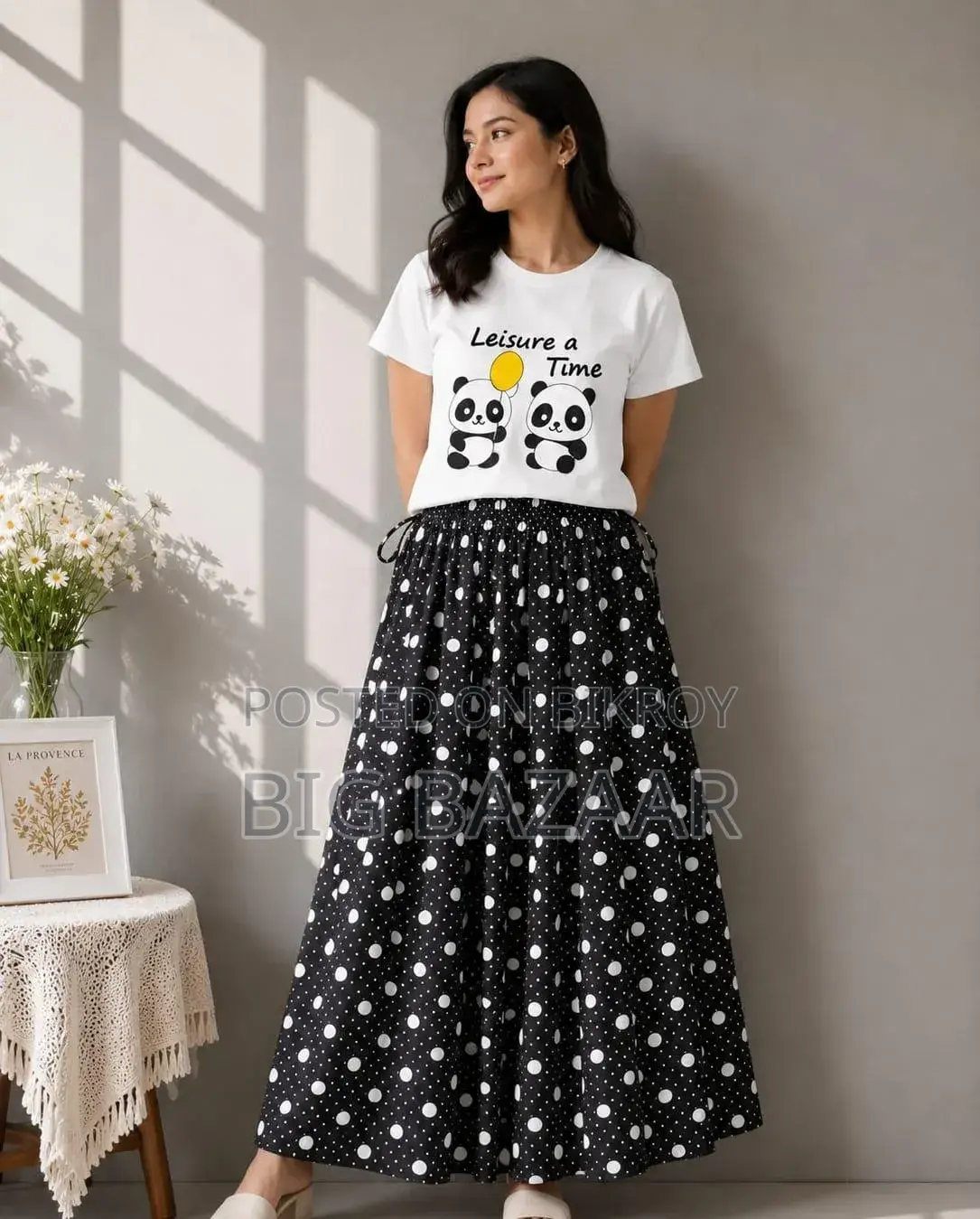 Girls Linen Skirt and Tshirt Set