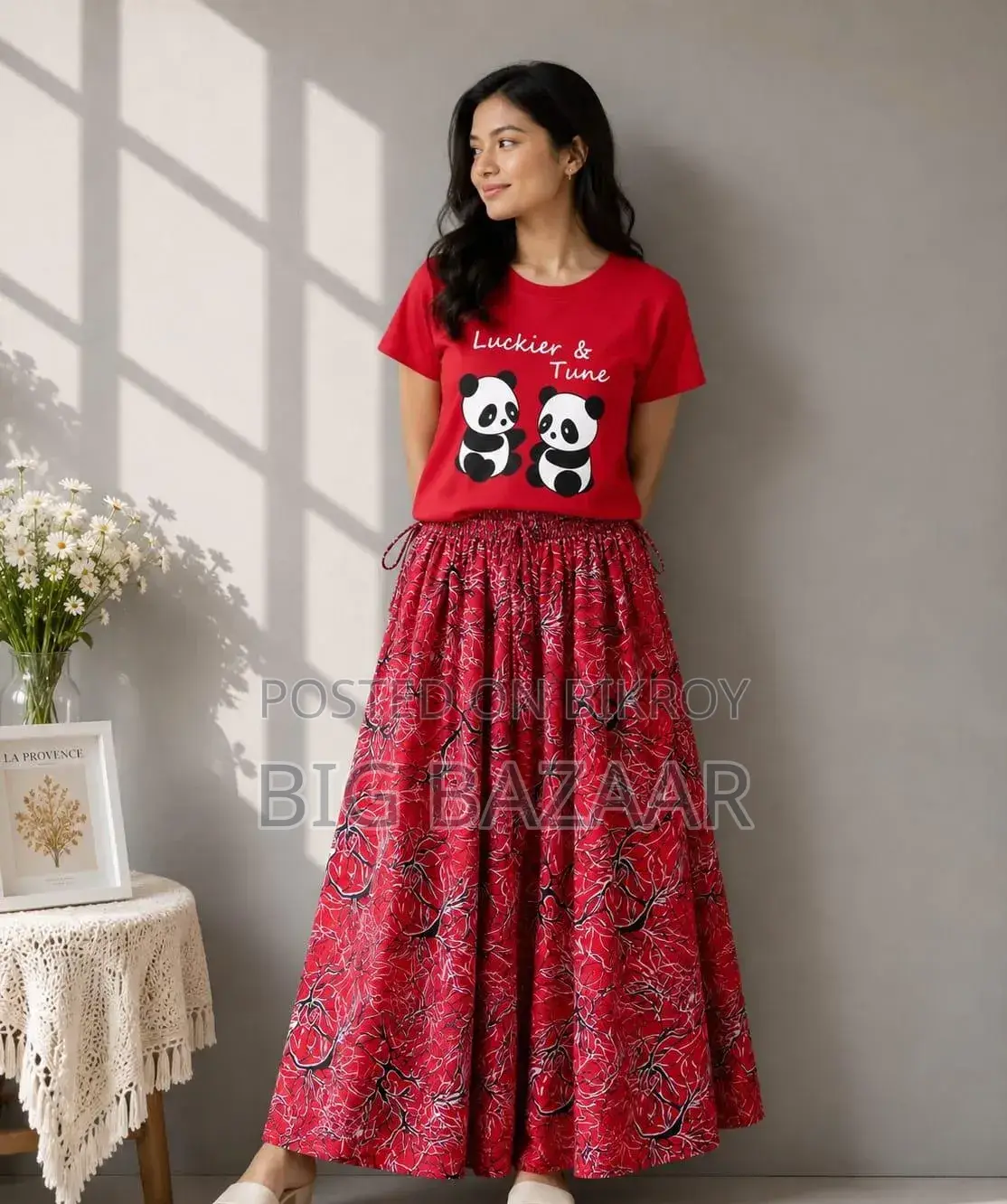 Girls Linen Skirt and Tshirt Set