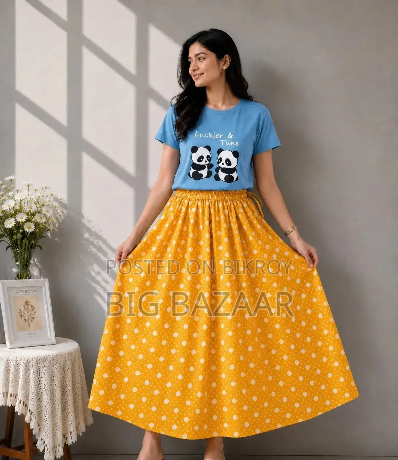 Girls Linen Skirt and Tshirt Set