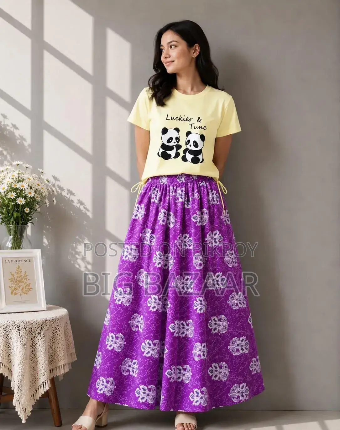 Girls Linen Skirt and Tshirt Set