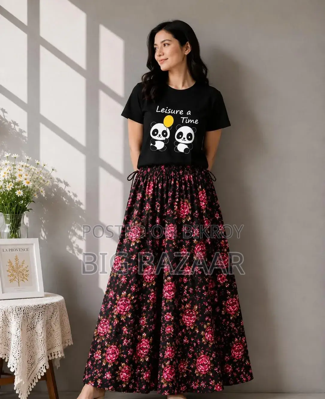 Girls Linen Skirt and Tshirt Set