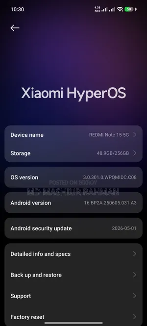 Xiaomi Redmi Note 15 ২৫৬ জিবি কালো