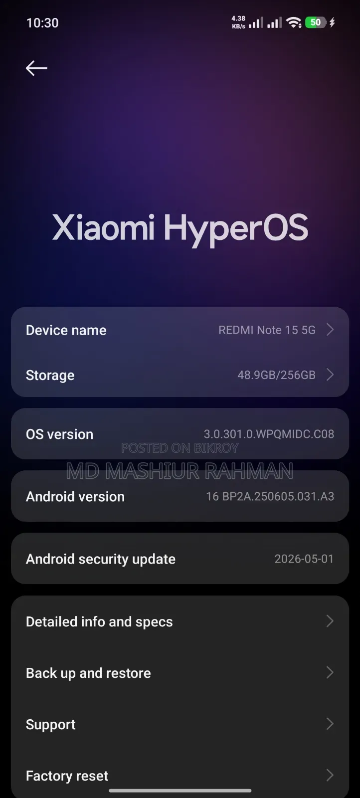 Xiaomi Redmi Note 15 ২৫৬ জিবি কালো