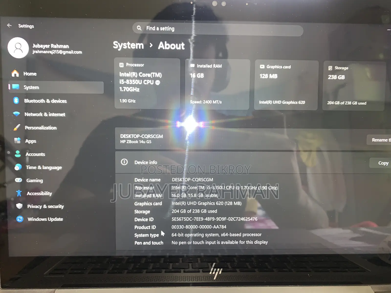 Laptop HP ZBook 14u G5 16GB Intel Core I5 SSD 256GB