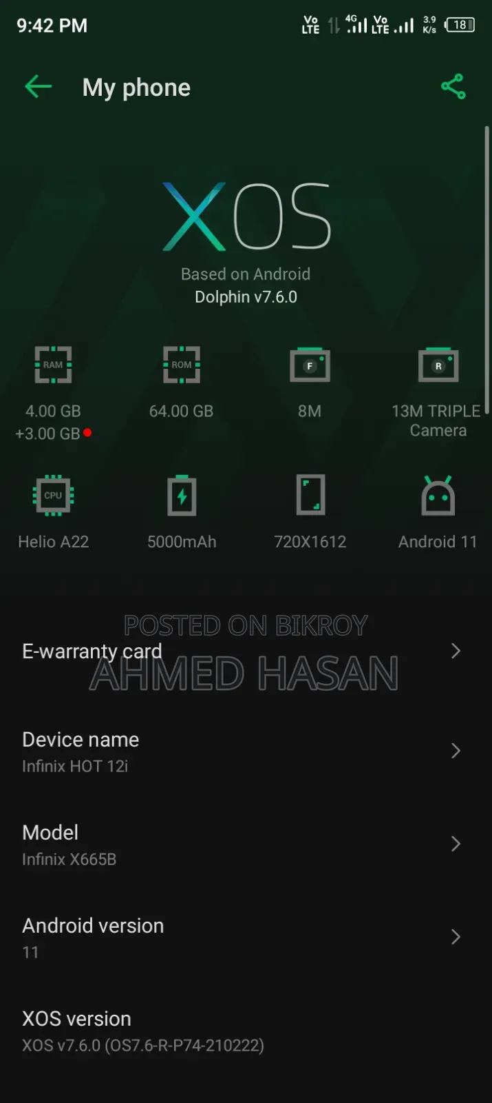 Infinix Hot 12i 64 GB Green