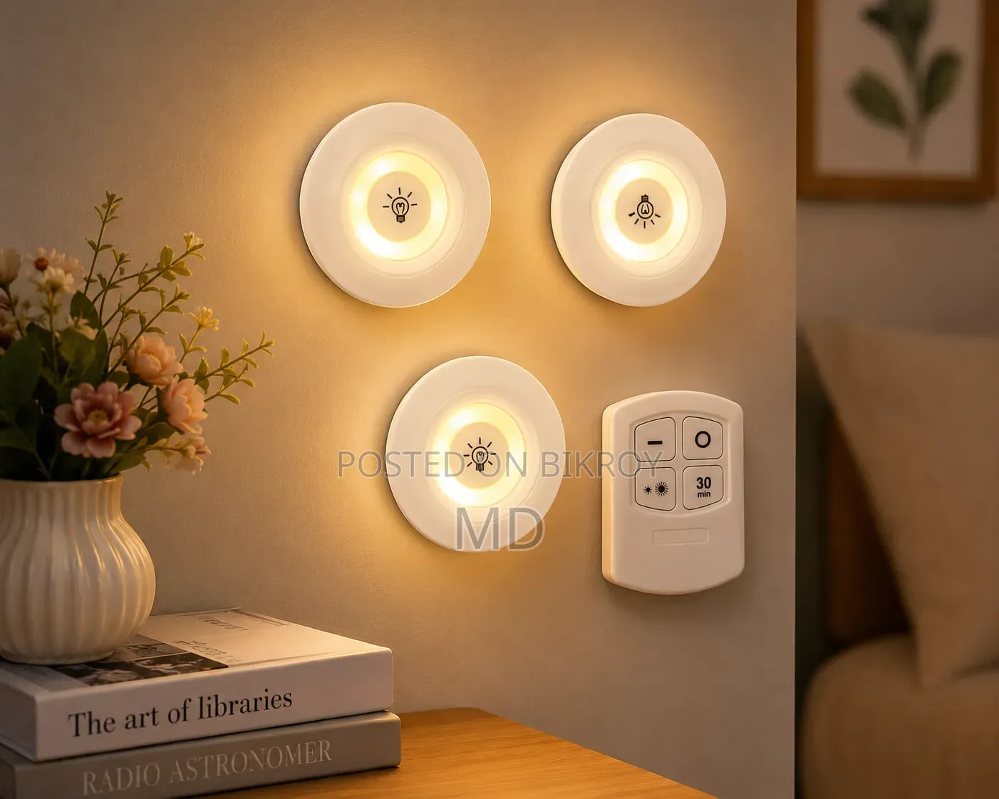 3-Piece Wireless LED Puck Light With Remote Control