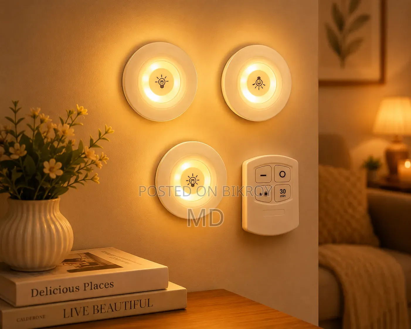 3-Piece Wireless LED Puck Light With Remote Control