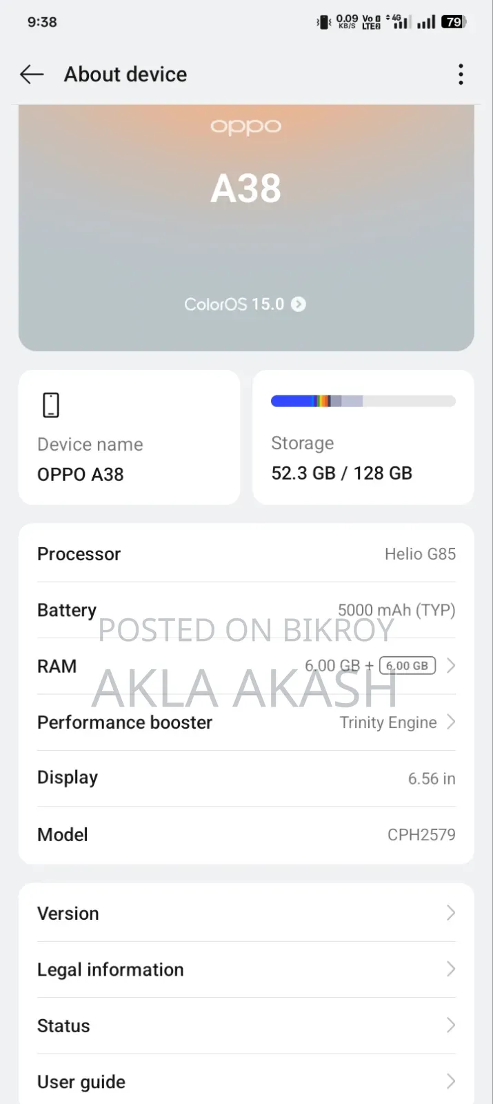 Oppo A38 128 GB Gold