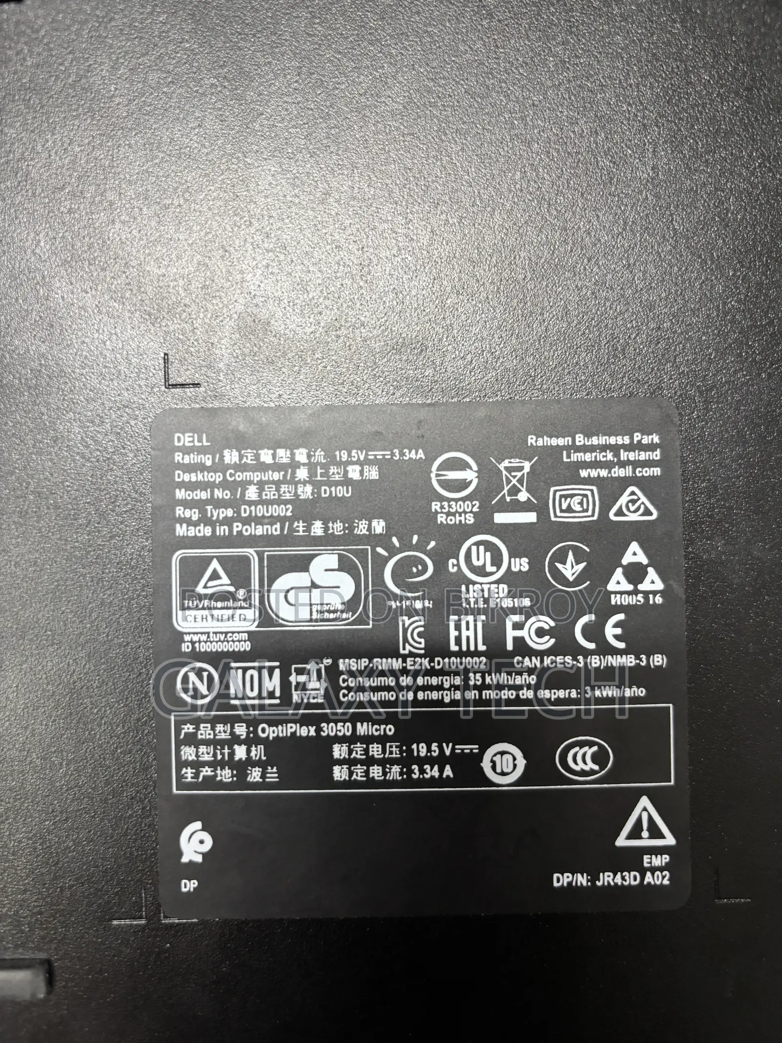 Desktop Computer Dell OptiPlex 3050 4GB Intel Core I3 SSD 128GB