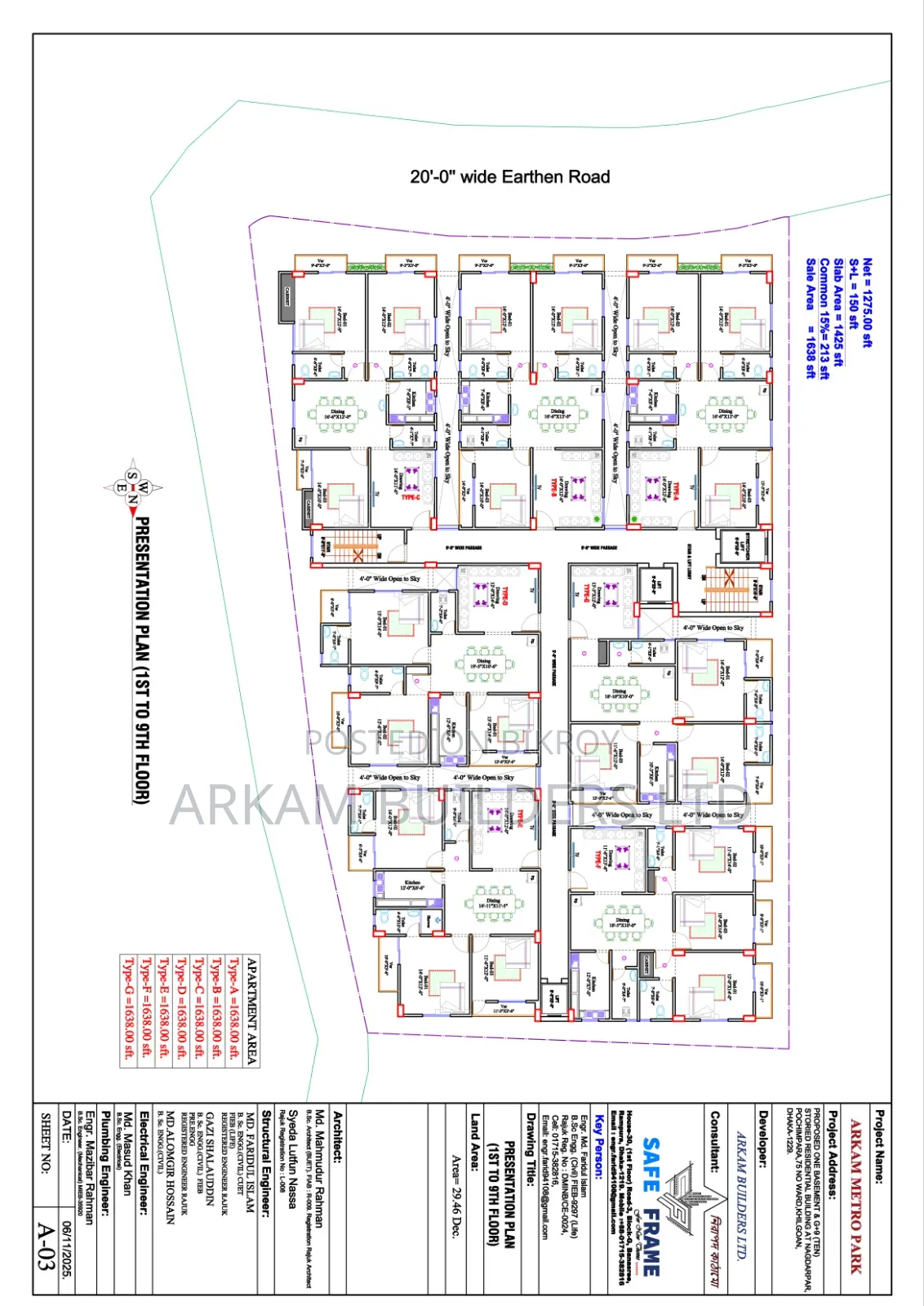3bdrm Apartment in Land Share, Banasree for sale