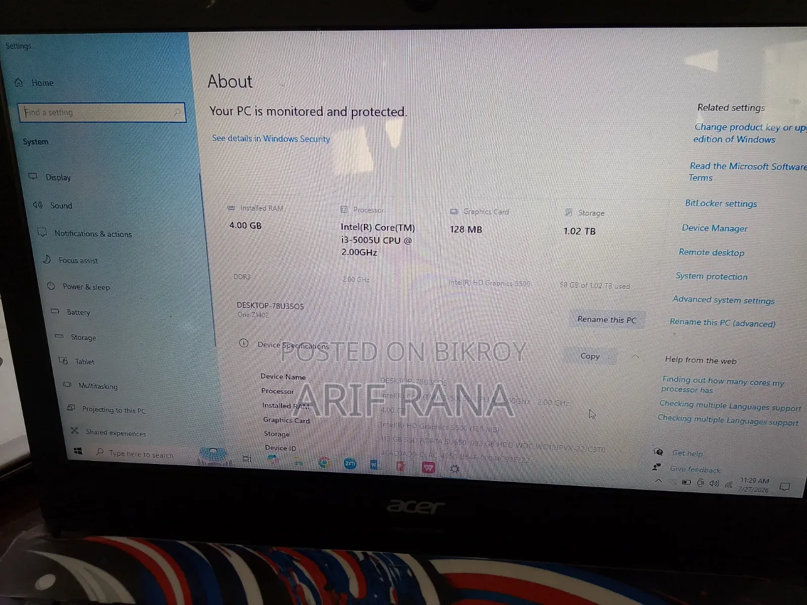 Laptop Acer AcerNote 4GB Intel Core i3 HDD+SSD 1TB