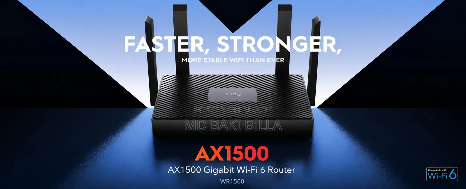 Cudy WR1500 1.0 AX1500 MBPS Gigabit Dual-Band Mesh Wi-Fi 6 Router