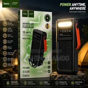 HOCO DB33 Plus 30000mAh Fast Charging Solar Power Bank With LED