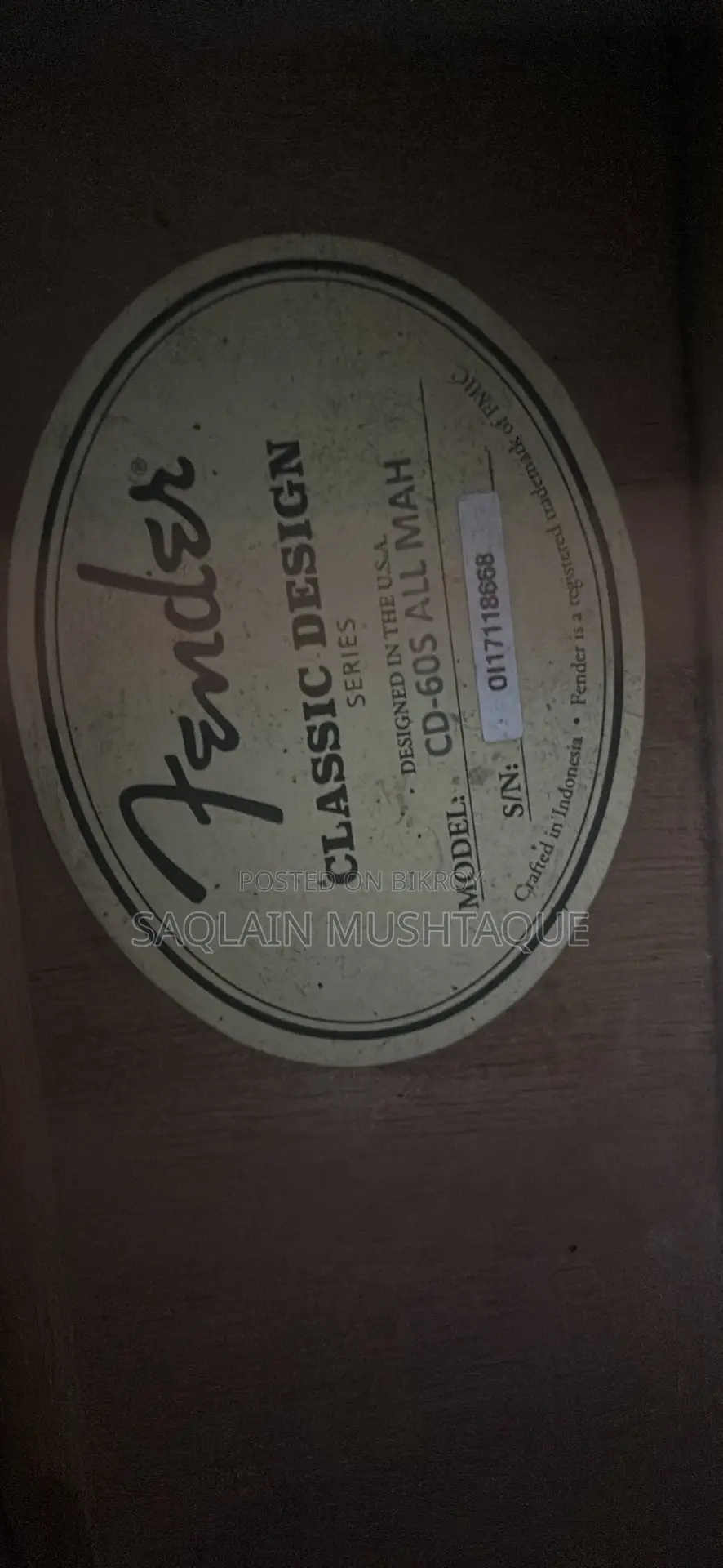 Fender Cd 60s All Mahogany Guitar Made in Indonesia