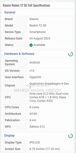 Xiaomi Redmi Note 12 256 GB Black