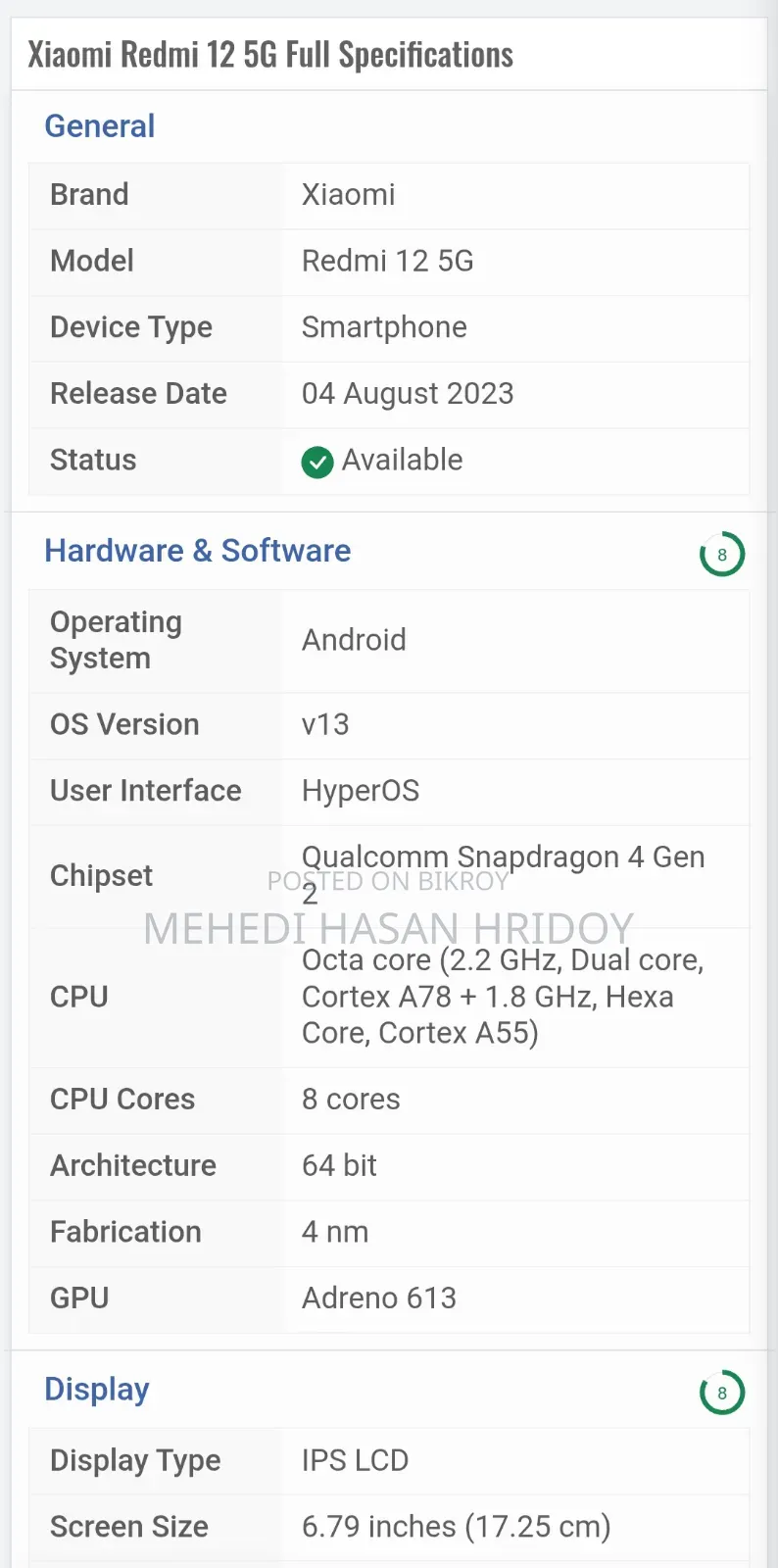 Xiaomi Redmi Note 12 256 GB Black