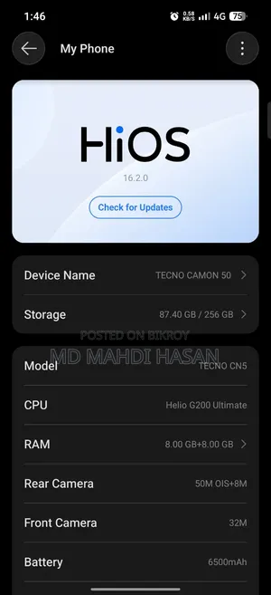 Tecno Camon 50 256 GB Black