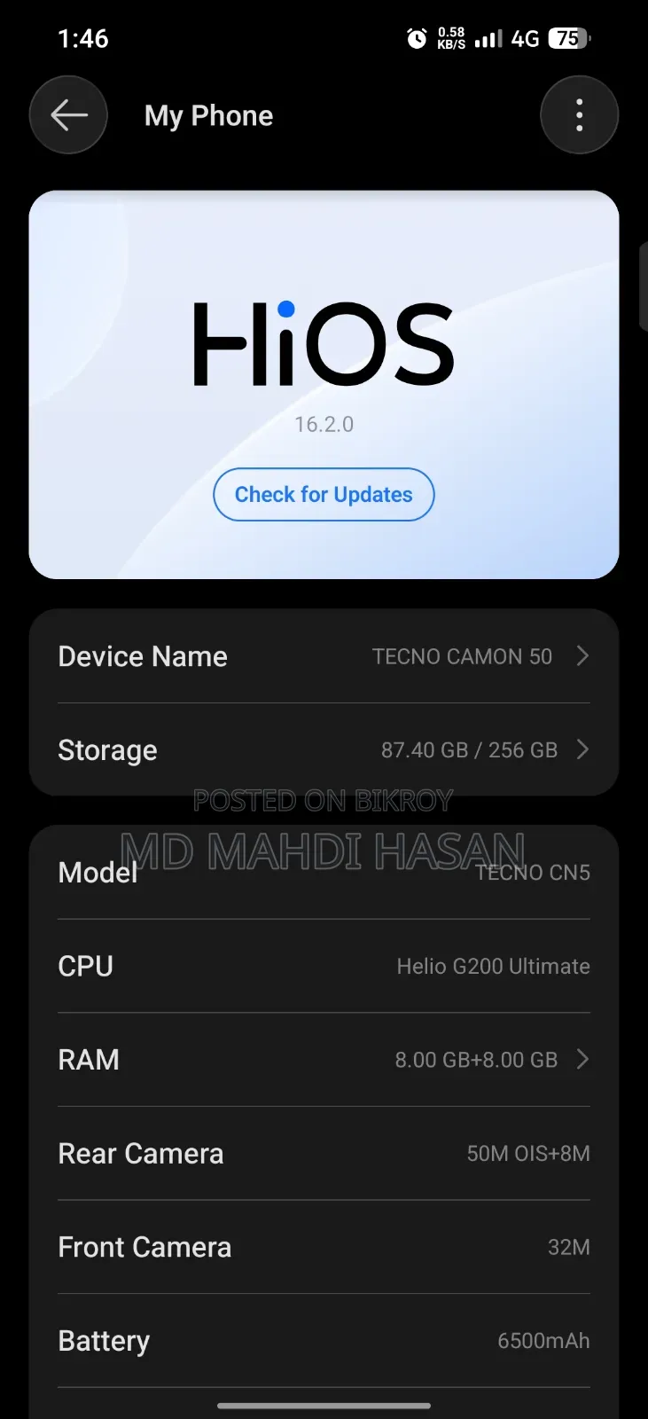 Tecno Camon 50 256 GB Black