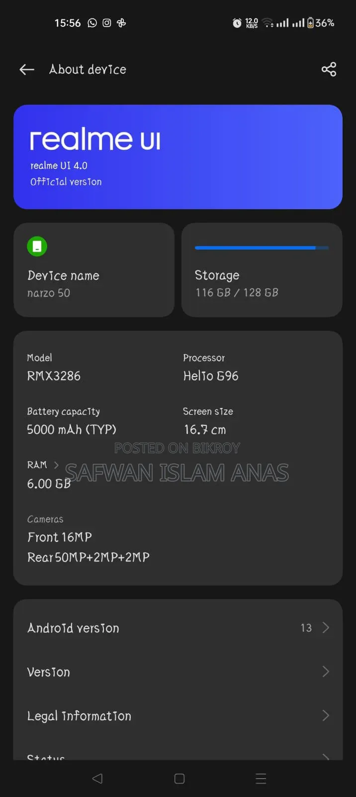 Realme Narzo 50 128 GB Black