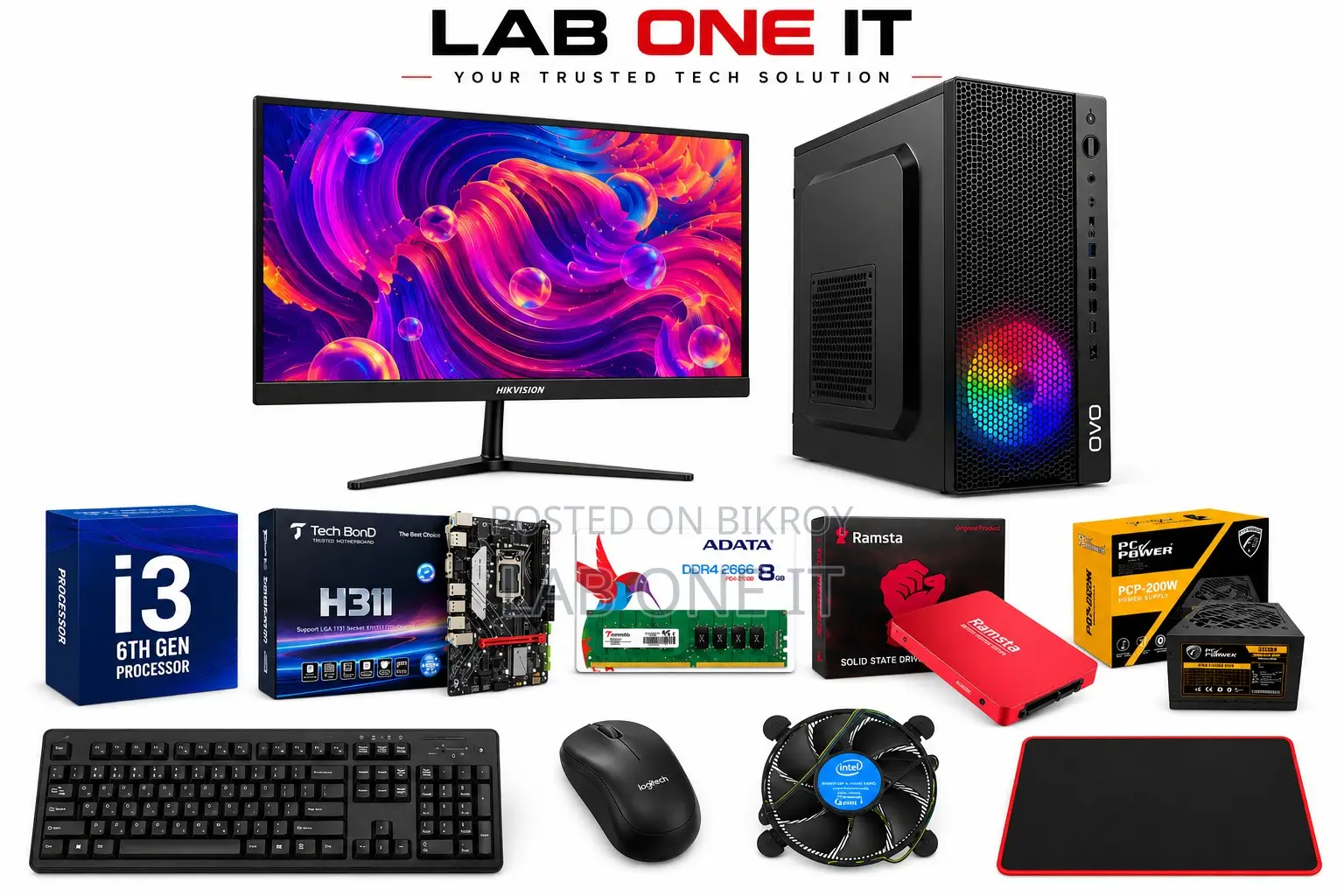 নতুন ডেস্কটপ কম্পিউটার 8GB Intel Core I3 SSD 128GB