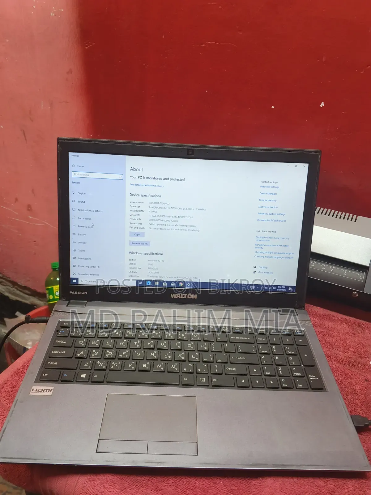 Laptop 4GB Intel Core I3 HDD 500GB