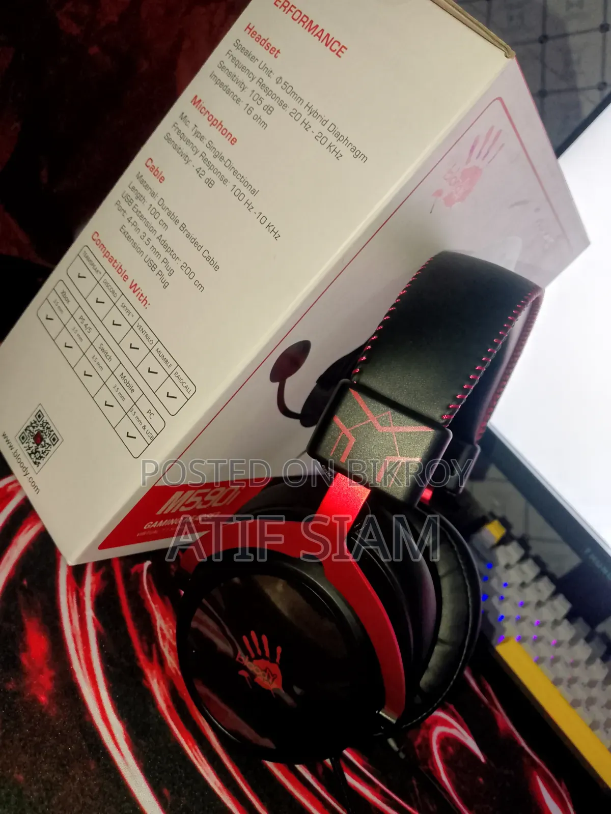 A4Tech Bloody M590i Gaming Headphone With Detachable Mic