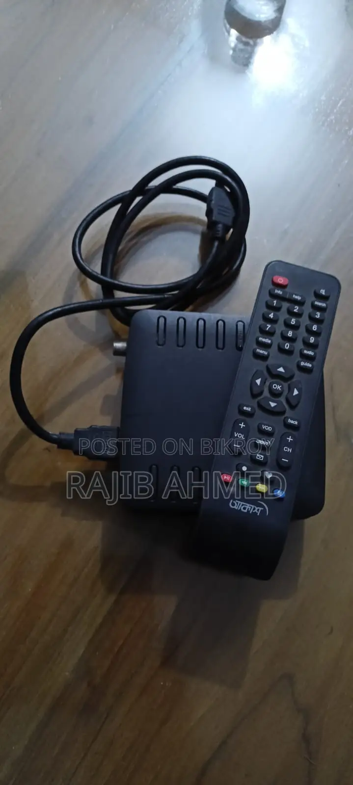 আকাশ ডিটিএইচ ক্যাবল এবং রিমোট সহ সমস্ত আইটেম