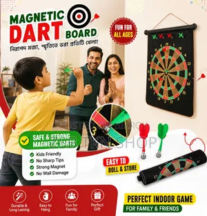 Premium Double-Sided Wooden Dart Board Game