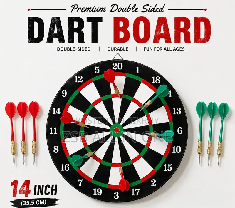 Premium Double-Sided Wooden Dart Board Game
