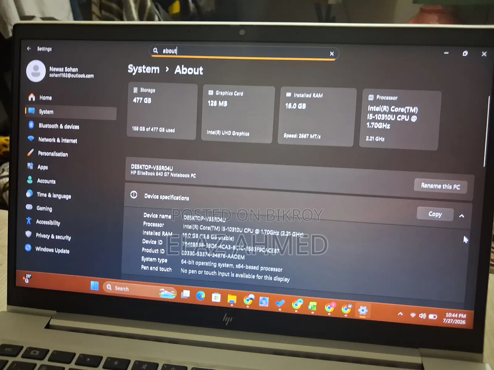 Laptop HP EliteBook 840 G8 16GB Intel Core i5 SSD 512GB