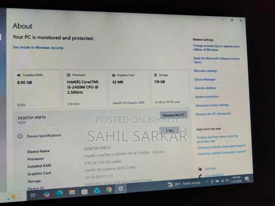 Laptop ASUS A42F 8GB Intel Core I5 SSD 128GB