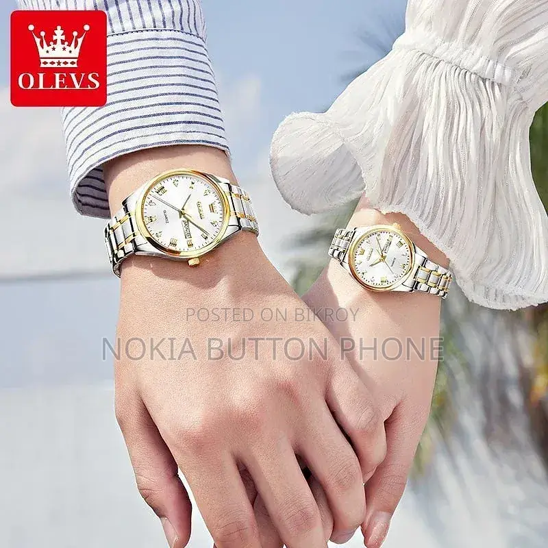 Olevs 5563 Couple Watch Two Tone Chain (White Dial)