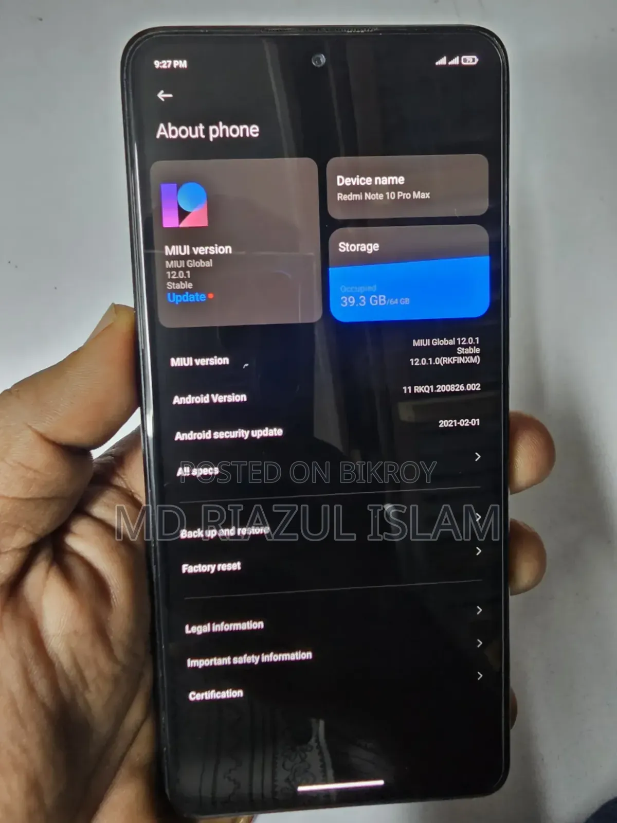 Xiaomi Redmi Note 10 Pro Max 64 GB Blue