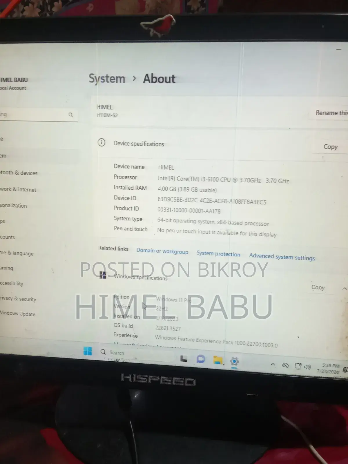 ডেস্কটপ কম্পিউটার ৪জিবি ইন্টেল কোর আই৩ এসএসডি ১২৮জিবি