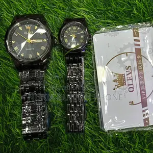 Olevs Stainless Steel Fashionable Couple Watches Full Black