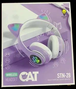 LED Flash Cute Cat Ears Wireless Headphone With Microphone
