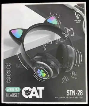 LED Flash Cute Cat Ears Wireless Headphone With Microphone