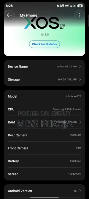 Infinix GT 30 Pro 5G 256 GB White