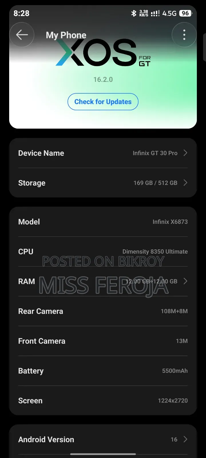 Infinix GT 30 Pro 5G 256 GB White