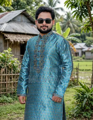 আকাশী নীল রঙের কাতান পাঞ্জাবি