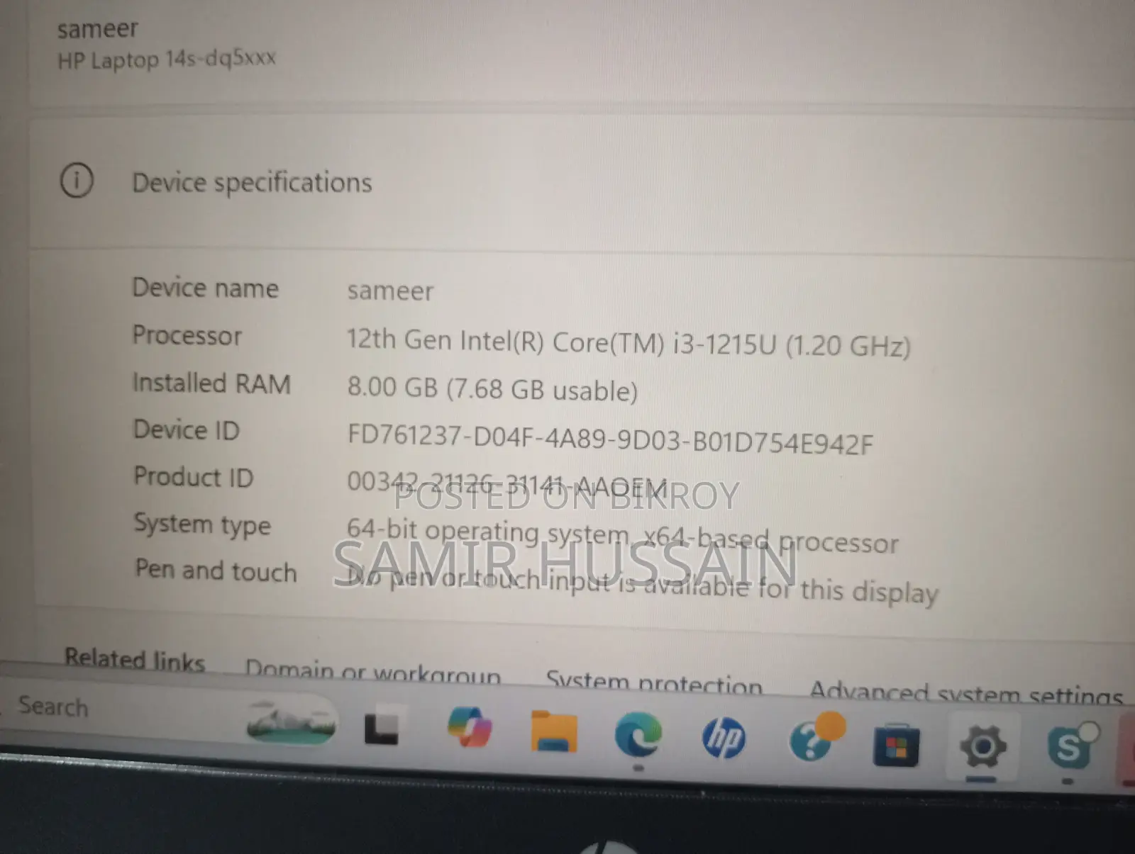 Laptop HP 14S 8GB Intel Core i3 SSD 256GB