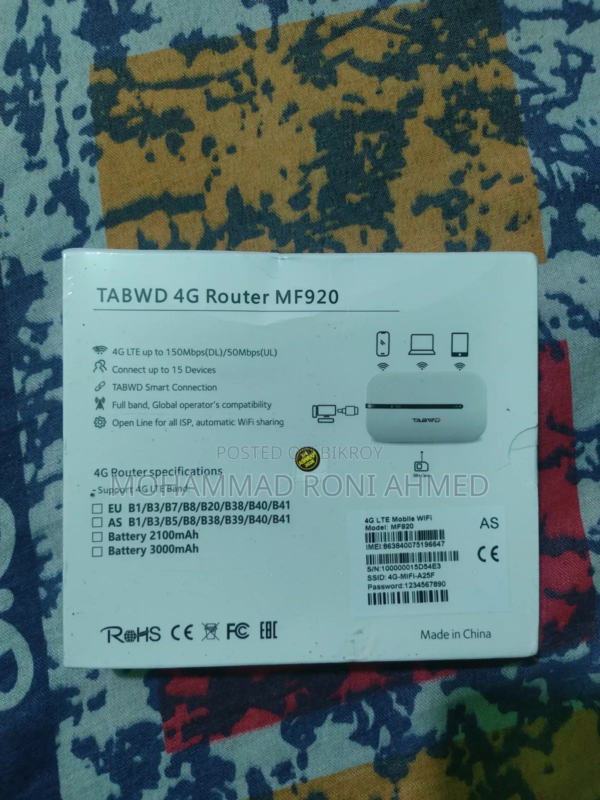 Tabwd MF920 4G LTE Mobile Wi-Fi Router,